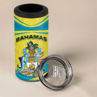 Bahamas Flag 4 in 1 Can Cooler Tumbler with National Coat of Arms and Sea Turtle Design - Wonder Print Shop