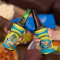 Bahamas Flag 4 in 1 Can Cooler Tumbler with National Coat of Arms and Sea Turtle Design - Wonder Print Shop