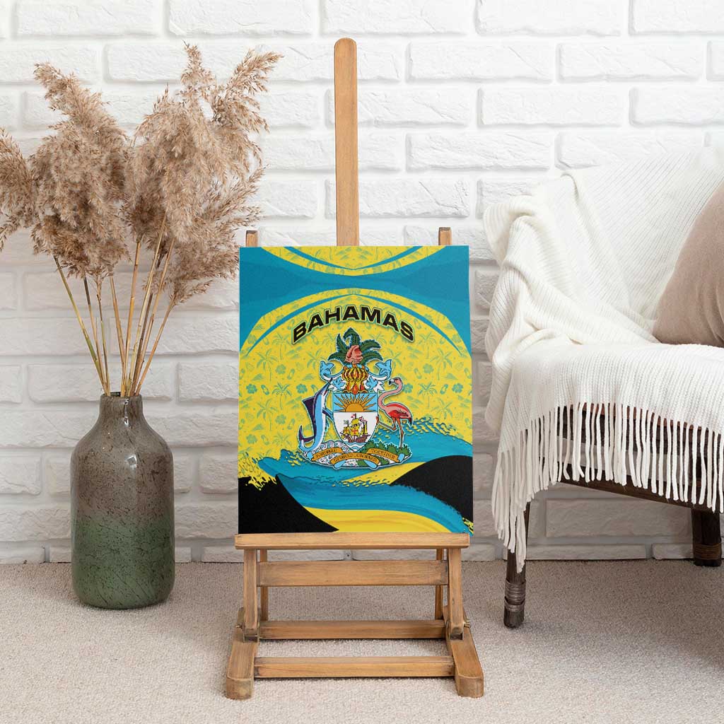Bahamas Flag Canvas Wall Art with National Coat of Arms and Sea Turtle Design - Wonder Print Shop
