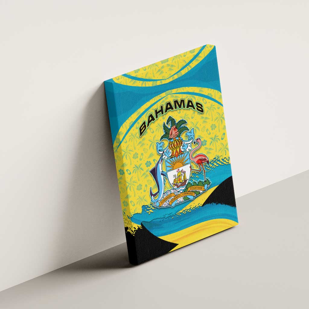 Bahamas Flag Canvas Wall Art with National Coat of Arms and Sea Turtle Design - Wonder Print Shop