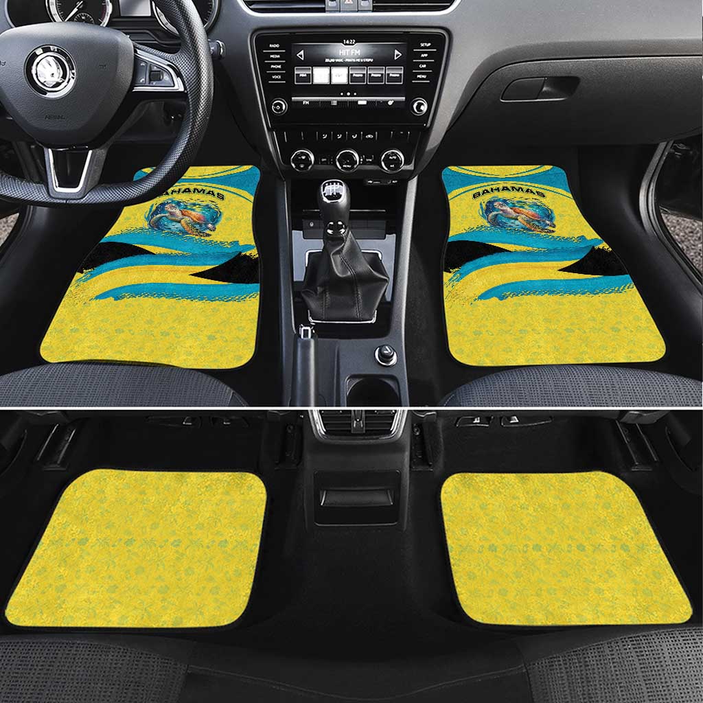 Bahamas Flag Car Mats with National Coat of Arms and Sea Turtle Design - Wonder Print Shop