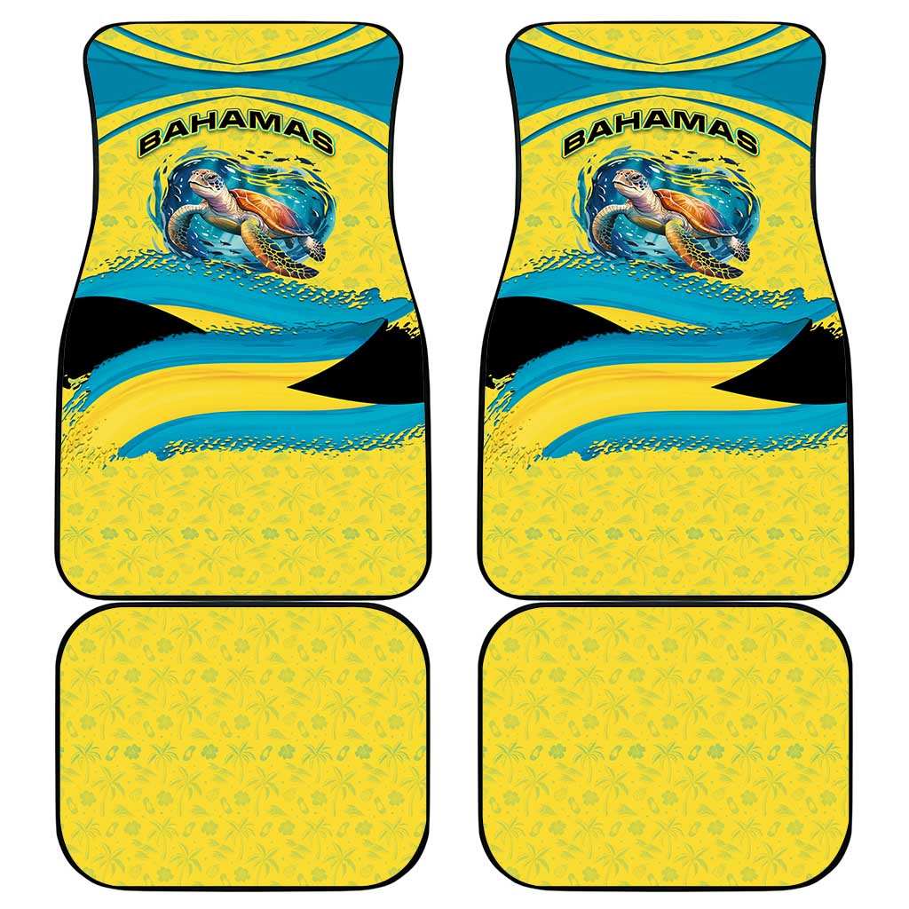 Bahamas Flag Car Mats with National Coat of Arms and Sea Turtle Design - Wonder Print Shop