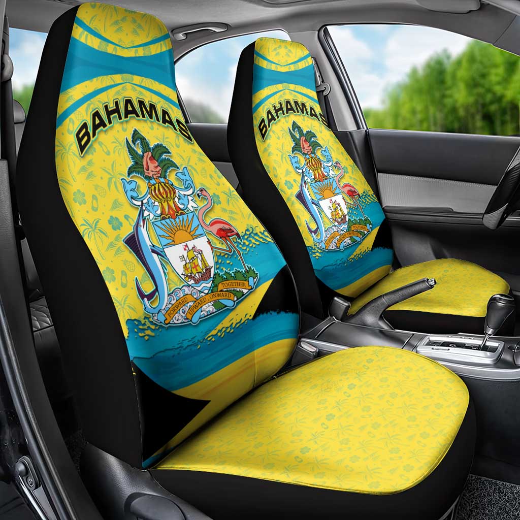 Bahamas Flag Car Seat Cover with National Coat of Arms and Sea Turtle Design - Wonder Print Shop