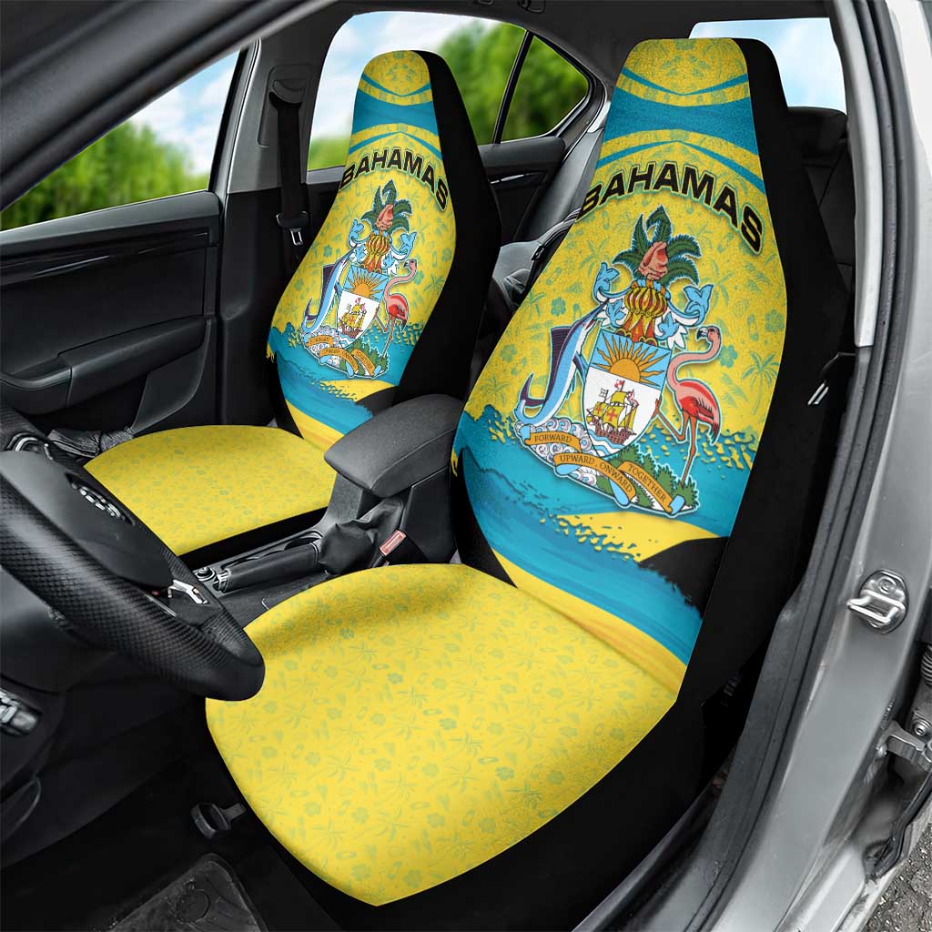 Bahamas Flag Car Seat Cover with National Coat of Arms and Sea Turtle Design - Wonder Print Shop