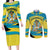Bahamas Flag Couples Matching Long Sleeve Bodycon Dress and Long Sleeve Button Shirt with National Coat of Arms and Sea Turtle Design - Wonder Print Shop