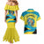 Bahamas Flag Couples Matching Mermaid Dress and Hawaiian Shirt with National Coat of Arms and Sea Turtle Design - Wonder Print Shop