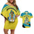 Bahamas Flag Couples Matching Off Shoulder Short Dress and Hawaiian Shirt with National Coat of Arms and Sea Turtle Design - Wonder Print Shop