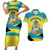 Bahamas Flag Couples Matching Short Sleeve Bodycon Dress and Hawaiian Shirt with National Coat of Arms and Sea Turtle Design - Wonder Print Shop