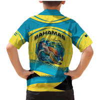 Bahamas Flag Family Matching Mermaid Dress and Hawaiian Shirt with National Coat of Arms and Sea Turtle Design - Wonder Print Shop