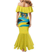 Bahamas Flag Family Matching Mermaid Dress and Hawaiian Shirt with National Coat of Arms and Sea Turtle Design - Wonder Print Shop