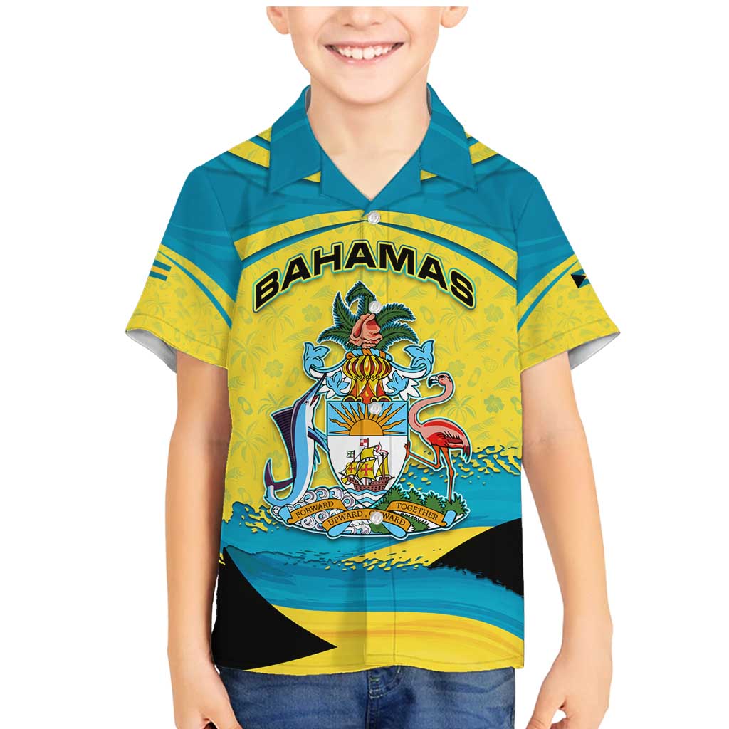 Bahamas Flag Family Matching Mermaid Dress and Hawaiian Shirt with National Coat of Arms and Sea Turtle Design - Wonder Print Shop