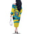 Bahamas Flag Family Matching Off The Shoulder Long Sleeve Dress and Hawaiian Shirt with National Coat of Arms and Sea Turtle Design - Wonder Print Shop
