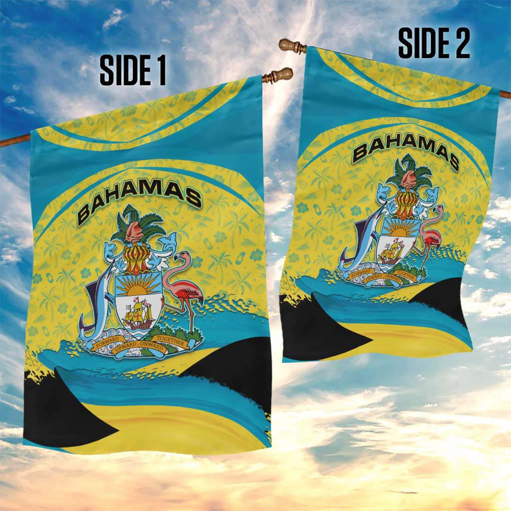 Bahamas Flag Garden Flag with National Coat of Arms and Sea Turtle Design - Wonder Print Shop