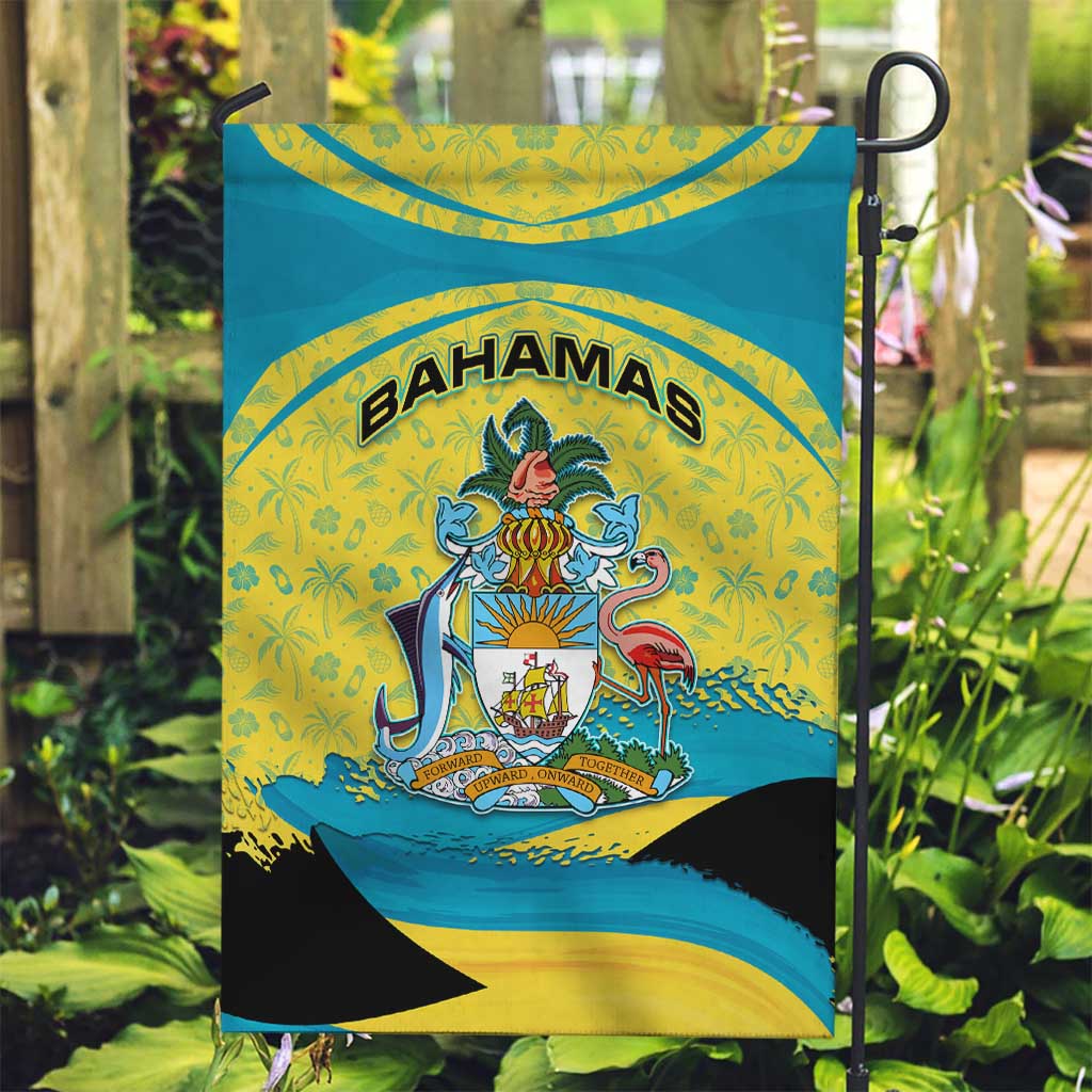 Bahamas Flag Garden Flag with National Coat of Arms and Sea Turtle Design - Wonder Print Shop