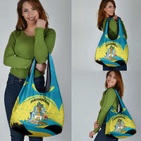 Bahamas Flag Grocery Bag with National Coat of Arms and Sea Turtle Design - Wonder Print Shop