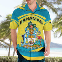 Bahamas Flag Hawaiian Shirt with National Coat of Arms and Sea Turtle Design - Wonder Print Shop