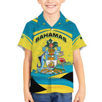 Bahamas Flag Hawaiian Shirt with National Coat of Arms and Sea Turtle Design - Wonder Print Shop