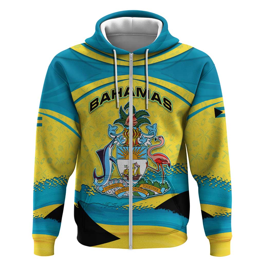 Bahamas Flag Hoodie with National Coat of Arms and Sea Turtle Design - Wonder Print Shop