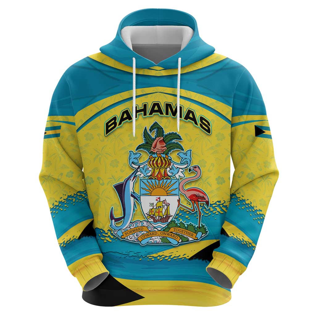 Bahamas Flag Hoodie with National Coat of Arms and Sea Turtle Design - Wonder Print Shop