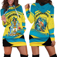 Bahamas Flag Hoodie Dress with National Coat of Arms and Sea Turtle Design - Wonder Print Shop