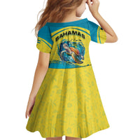 Bahamas Flag Kid Short Sleeve Dress with National Coat of Arms and Sea Turtle Design - Wonder Print Shop