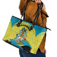 Bahamas Flag Leather Tote Bag with National Coat of Arms and Sea Turtle Design - Wonder Print Shop