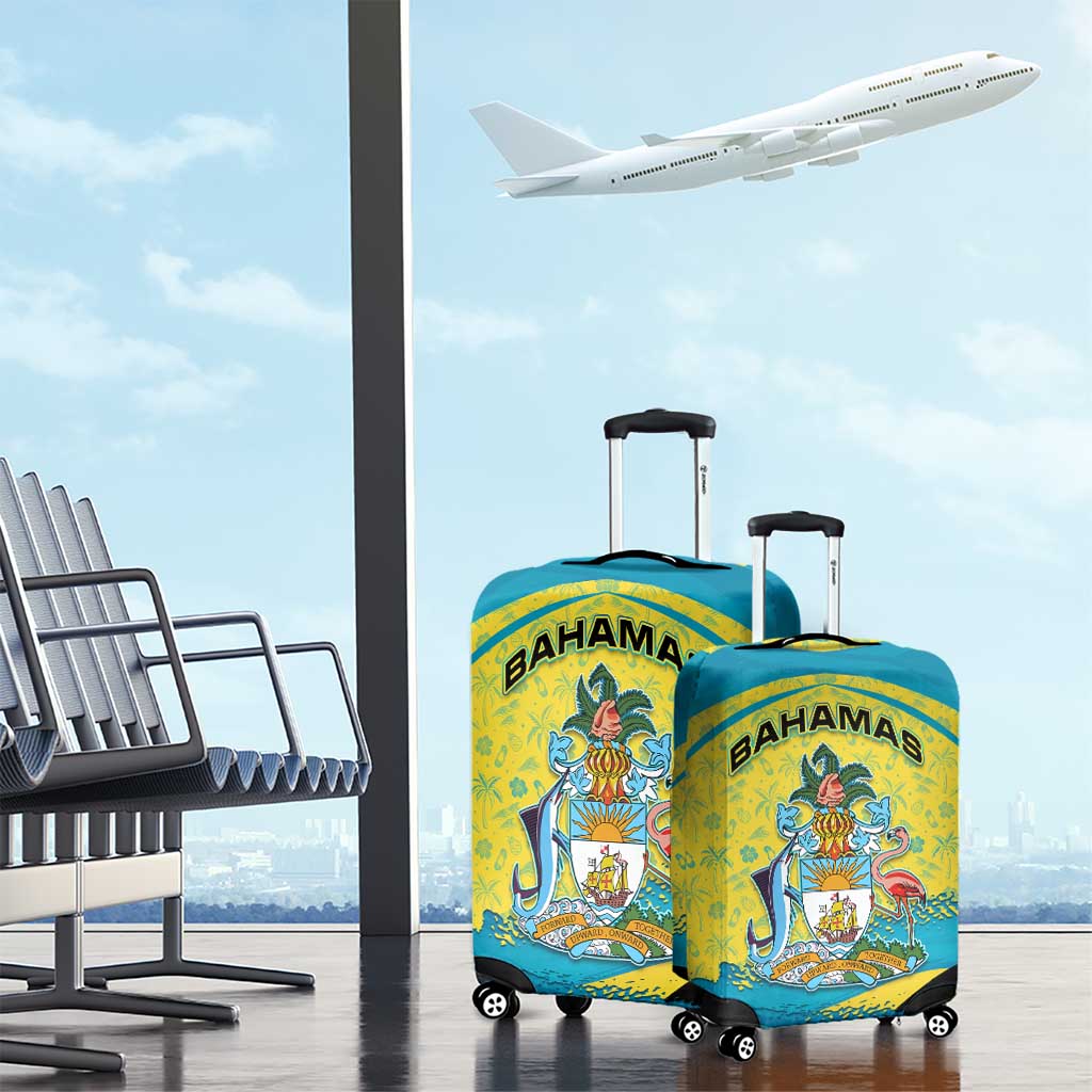 Bahamas Flag Luggage Cover with National Coat of Arms and Sea Turtle Design - Wonder Print Shop