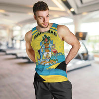 Bahamas Flag Men Tank Top with National Coat of Arms and Sea Turtle Design - Wonder Print Shop