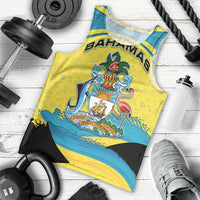 Bahamas Flag Men Tank Top with National Coat of Arms and Sea Turtle Design - Wonder Print Shop