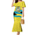 Bahamas Flag Mermaid Dress with National Coat of Arms and Sea Turtle Design - Wonder Print Shop