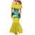 Bahamas Flag Mermaid Dress with National Coat of Arms and Sea Turtle Design - Wonder Print Shop