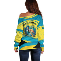 Bahamas Flag Off Shoulder Sweater with National Coat of Arms and Sea Turtle Design - Wonder Print Shop