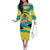 Bahamas Flag Off The Shoulder Long Sleeve Dress with National Coat of Arms and Sea Turtle Design - Wonder Print Shop