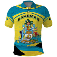 Bahamas Flag Polo Shirt with National Coat of Arms and Sea Turtle Design - Wonder Print Shop
