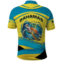 Bahamas Flag Polo Shirt with National Coat of Arms and Sea Turtle Design - Wonder Print Shop
