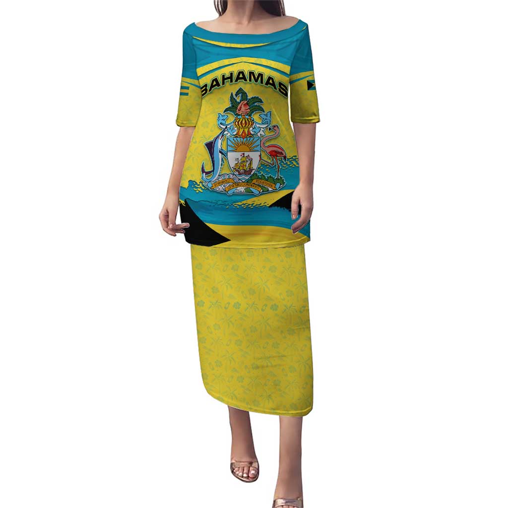 Bahamas Flag Puletasi with National Coat of Arms and Sea Turtle Design - Wonder Print Shop