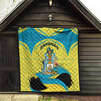 Bahamas Flag Quilt with National Coat of Arms and Sea Turtle Design - Wonder Print Shop