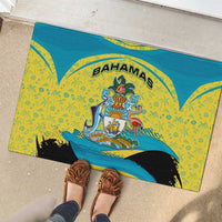 Bahamas Flag Rubber Doormat with National Coat of Arms and Sea Turtle Design - Wonder Print Shop