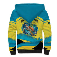 Bahamas Flag Sherpa Hoodie with National Coat of Arms and Sea Turtle Design - Wonder Print Shop