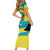 Bahamas Flag Short Sleeve Bodycon Dress with National Coat of Arms and Sea Turtle Design - Wonder Print Shop