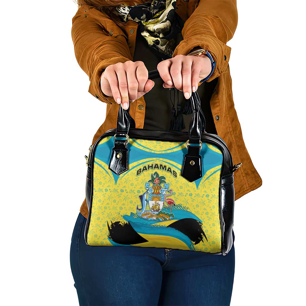 Bahamas Flag Shoulder Handbag with National Coat of Arms and Sea Turtle Design - Wonder Print Shop