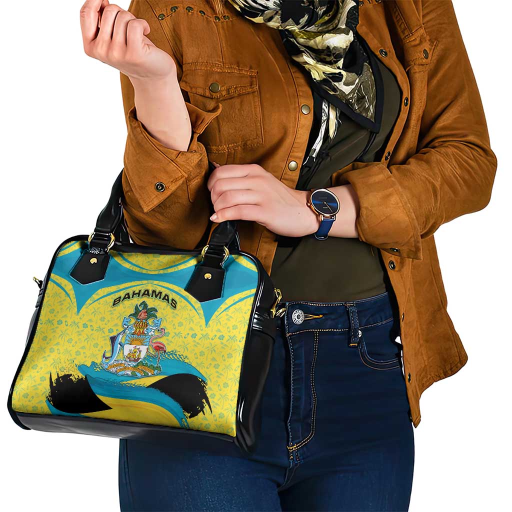 Bahamas Flag Shoulder Handbag with National Coat of Arms and Sea Turtle Design - Wonder Print Shop