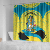 Bahamas Flag Shower Curtain with National Coat of Arms and Sea Turtle Design - Wonder Print Shop