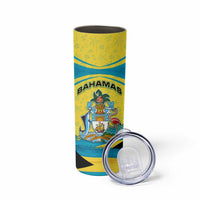 Bahamas Flag Skinny Tumbler with National Coat of Arms and Sea Turtle Design - Wonder Print Shop