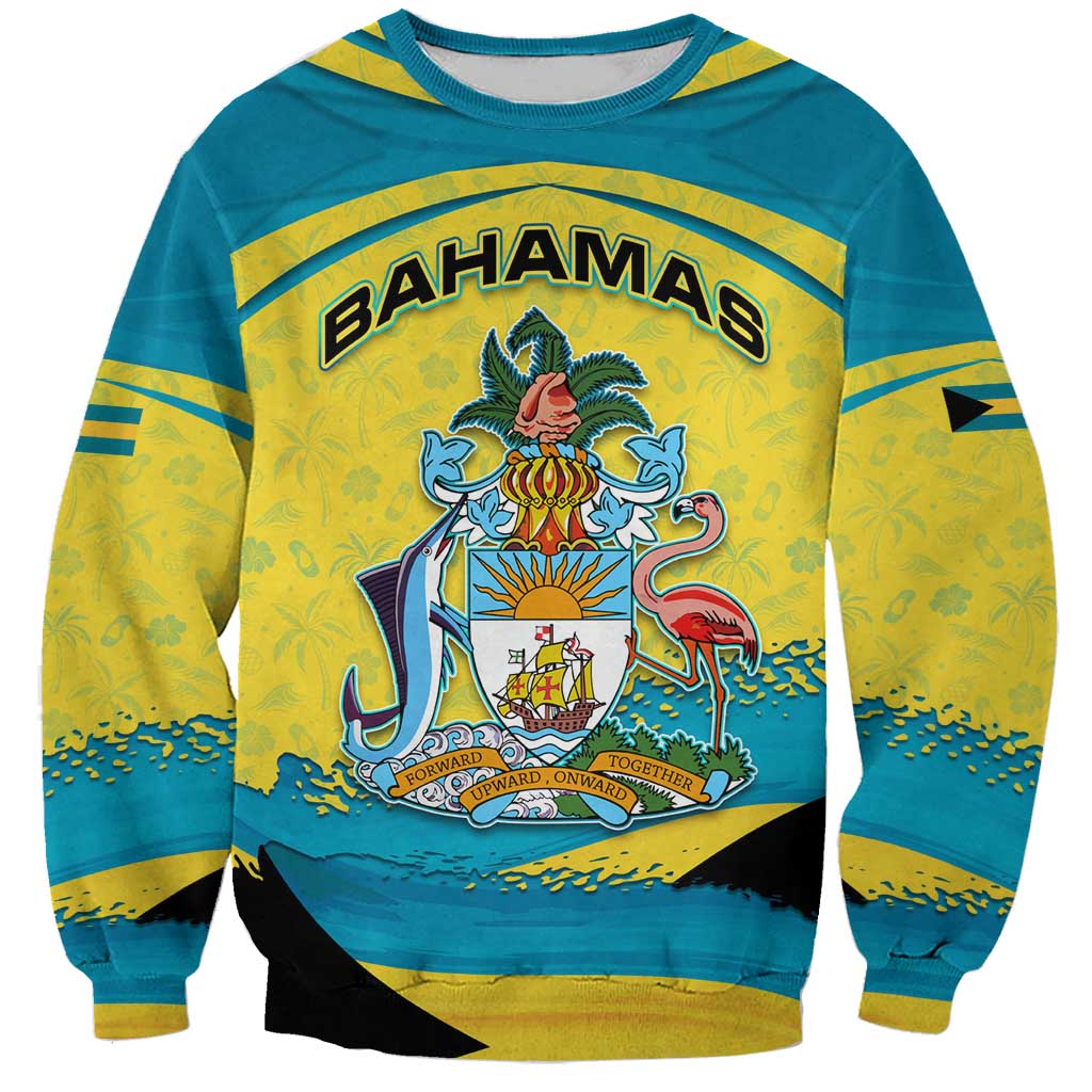 Bahamas Flag Sweatshirt with National Coat of Arms and Sea Turtle Design - Wonder Print Shop