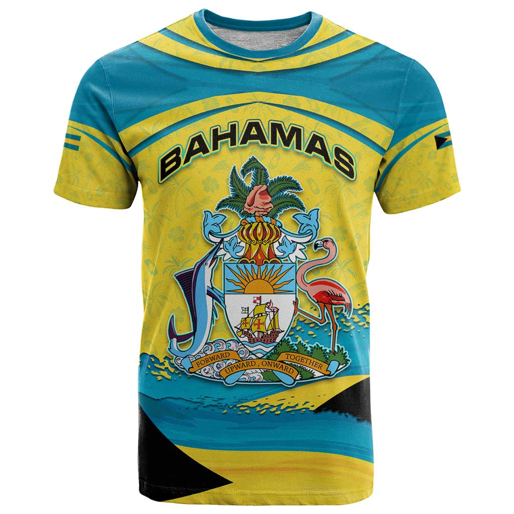 Bahamas Flag T Shirt with National Coat of Arms and Sea Turtle Design - Wonder Print Shop