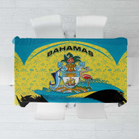 Bahamas Flag Tablecloth with National Coat of Arms and Sea Turtle Design - Wonder Print Shop