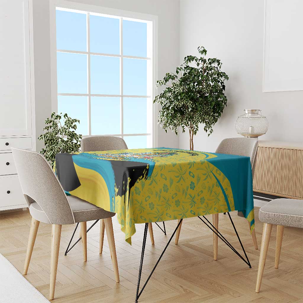 Bahamas Flag Tablecloth with National Coat of Arms and Sea Turtle Design - Wonder Print Shop