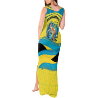 Bahamas Flag Tank Maxi Dress with National Coat of Arms and Sea Turtle Design - Wonder Print Shop