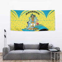 Bahamas Flag Tapestry with National Coat of Arms and Sea Turtle Design - Wonder Print Shop